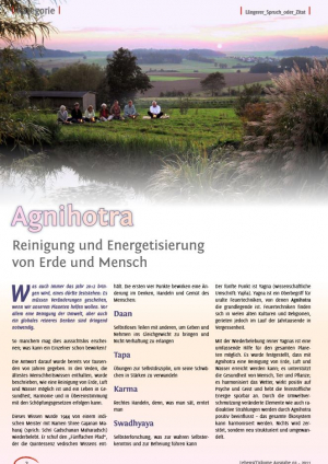 2012-01, Lebens(t)räume, Agnihotra Reinigung und Energetisierung von Erde und Mensch